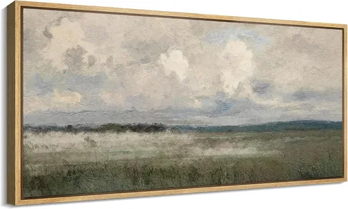 Vista 79 de SIGNFORD Lienzo enmarcado extragrande para pared, diseño de flores silvestres, paisaje, campo escénico con flores florecientes, ilustraciones