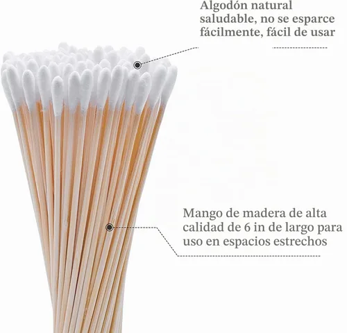Vista 7 de Hisopos de algodón de 6 pulgadas de largo, aplicadores con punta de algodón, 200