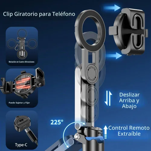 Vista 6 de Mini trípode magnético para selfie stick compatible con MagSafe para iPhone