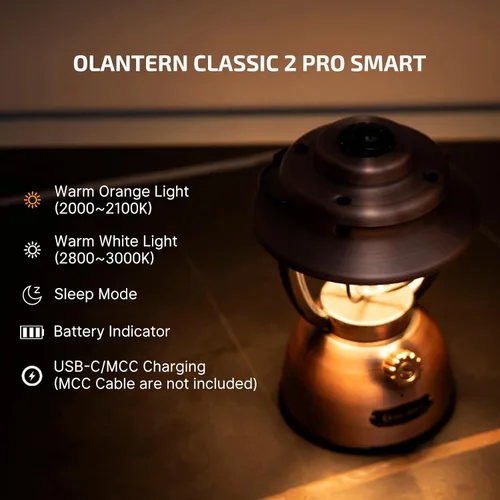 Vista 2 de OLIGHT Olantern Classic 2 Pro - Linterna de campamento con control de aplicación, linterna LED recargable de 300 lúmenes con fuentes de luz duales