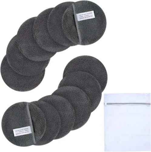 Vista 10 de SUNLAND Almohadillas desmaquillantes reutilizables para cara, ojos, labios, paquete de 6 unidades, color negro Guantes de limpieza facial