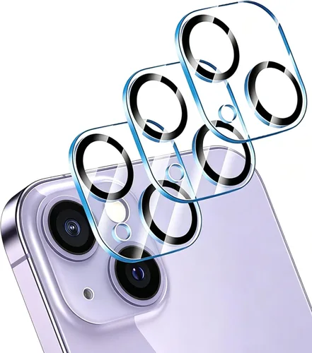 Vista 11 de [Paquete de 3] Protector de lente de cámara compatible con iPhone 13 y iPhone 13 Mini, cubierta de cámara de vidrio templado 9H de alta calidad Negro