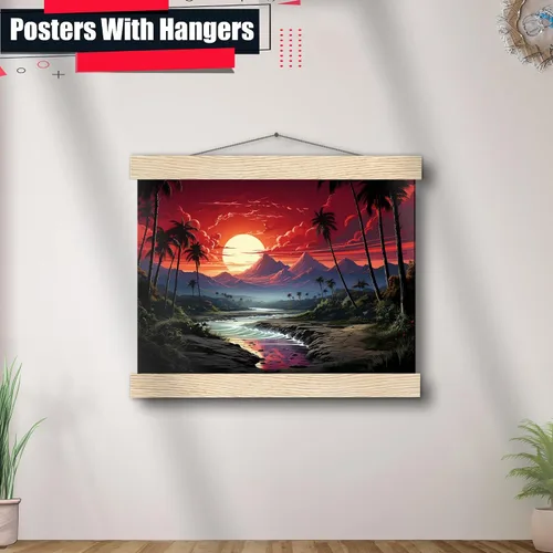 Vista 3 de Neon Sunset Vibes Florida Synthwave Sunset Framed poster Print, Retro Miami Style Wall Art, Decor poster, Art Print
