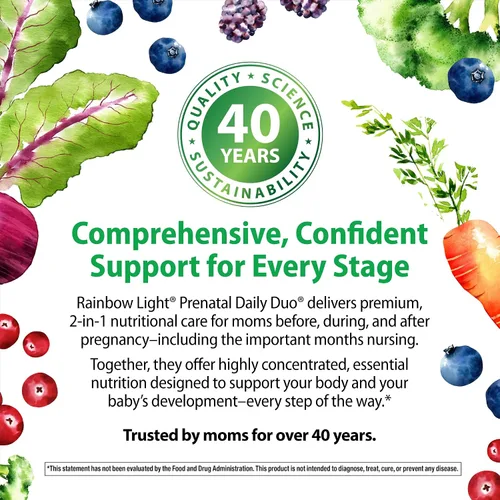 Vista 6 de Rainbow Light Prenatal Daily Duo: Prenatal One Multivitamin and Prenatal DHA- 30 Tablets and 30 Softgels (El embalaje puede variar) Aceite