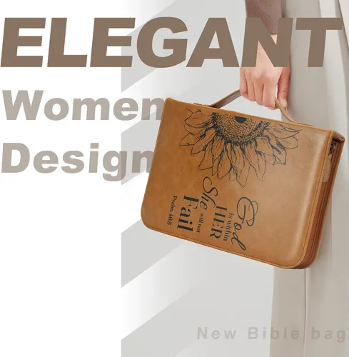 Vista 7 de GUEER Funda para Biblia para hombres, Portabiblia, Funda para Biblia Bolsa Organizadora de Transporte, con Cremallera y Bolsillos para Biblia