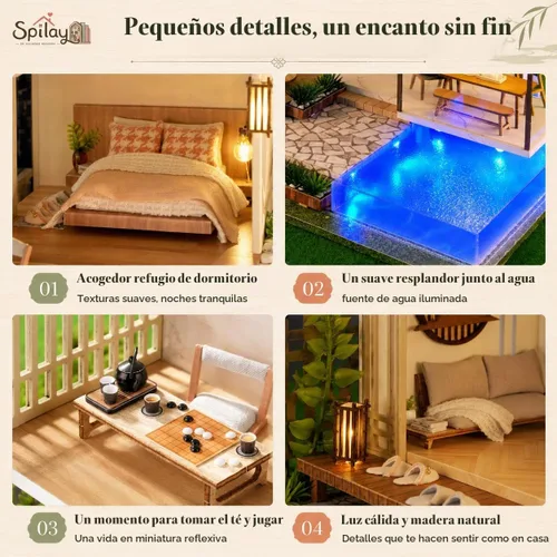 Vista 7 de Spilay - Kit de casa de muñecas en miniatura, construcción de casa de muñecas en miniatura Elegante y tranquilo