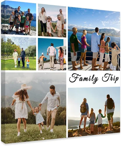 Vista 14 de DOARTDO Lienzo fotográfico personalizado con 4 collage de fotos múltiples, arte de pared personalizado para familia, niños, bebés, mascotas, marco