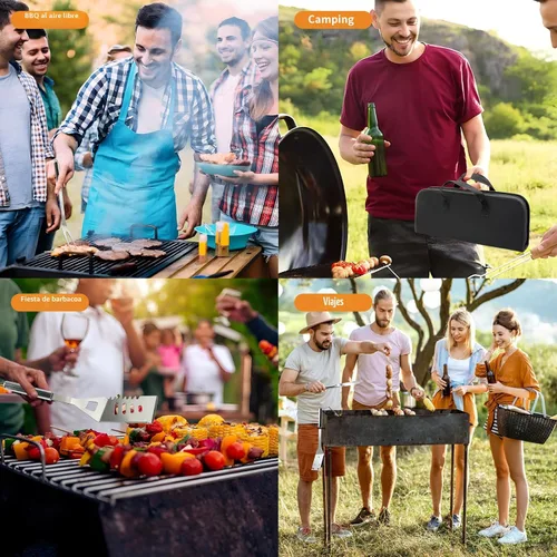 Vista 7 de 11 piezas de accesorios para parrilla de barbacoa de acero inoxidable, regalos para papá en el día del padre, juego de herramientas de parrilla