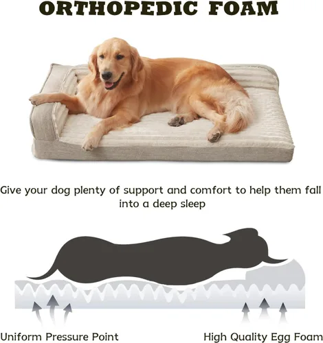 Vista 2 de WINDRACING Camas ortopédicas para perros pequeños, sofá cama impermeable de espuma de huevo para perros con lados de refuerzo en L, cama lavable