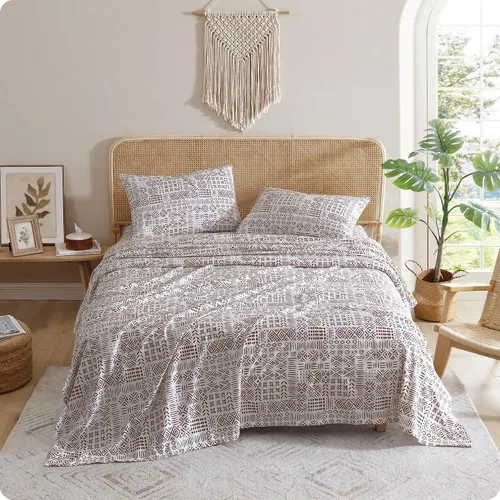 Vista 17 de Indigo Ink - Juego de sábanas para cama individual, ropa de cama de peso medio con funda de almohada a juego, juego de cama floral boho, suave