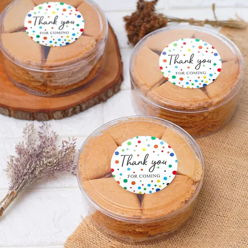 Vista 6 de jijAcraft 60 calcomanías de agradecimiento de 2 pulgadas con puntos de colores, calcomanías redondas de agradecimiento para recuerdos de boda
