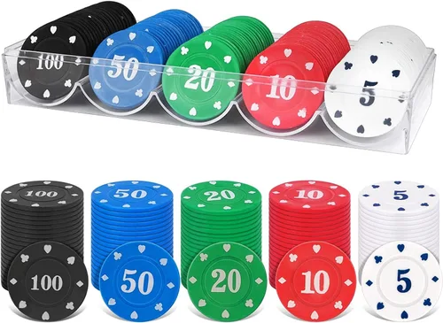 Vista 8 de 100 fichas de póquer de plástico sin denominaciones, impresión DIY con tu texto personalizado, fichas de juego de cartas de póquer a granel