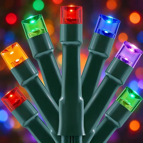 Vista 15 de YULETIME 300 luces de cadena multicolor, 100 pies, 8 modelos, cable blanco Multicolor - Cable blanco