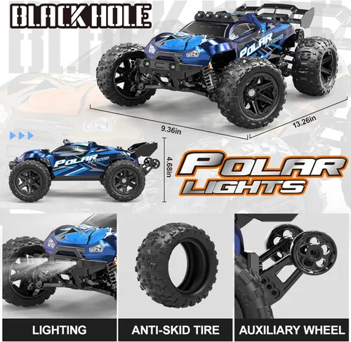 Vista 5 de Rc Cars 1:14 All Terrain RC Car para adultos y niños, 4WD Off-Road RC Truck de alta velocidad rápido 40+ KPH, 4X4 impermeable a control remoto con 2