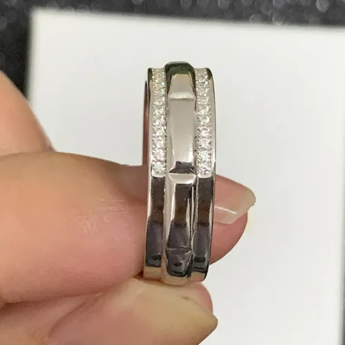 Vista 7 de Anillo de boda de oro blanco para hombre, plata de ley 925 con 13 circonitas cúbicas de corte redondo, anillo de compromiso para él, talla 7-14