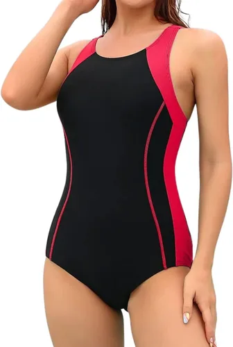 Vista 9 de CharmLeaks Women Athletic One Piece Swimsuit Racerback Sport Bathing Suit 1#a Negro/Blanco