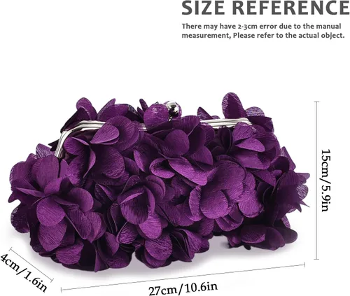 Vista 2 de LAKSMI Bolsos de noche de embrague para mujer, apliques florales, bolso formal Shouder con cadenas desmontables