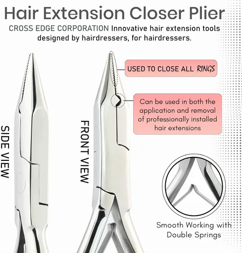 Vista 4 de Kit de Herramientas para Extensiones de Cabello Microlink Cuentas y Cinta Alicates Removedores de Extensiones de Cabello y Alicates Prensadores