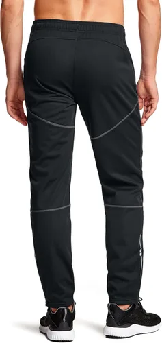 Vista 3 de TSLA Pantalones de ciclismo térmicos a prueba de viento para hombre, pantalones de ciclismo con forro polar, pantalones de ciclismo para exteriores