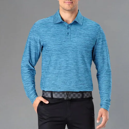 Vista 12 de NAVISKIN Camisas polo de manga larga para hombre, camisas de golf con cuello UPF 50 SPF para hombre, secado rápido, absorbe la humedad