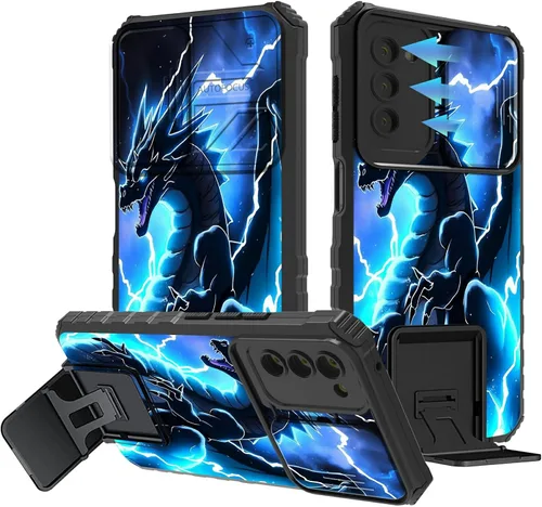 Vista 79 de Funda para Samsung Galaxy A13 5G/4G/A04S, Galaxy A13 5G con cubierta de cámara deslizante, funda de doble capa integrada con función atril