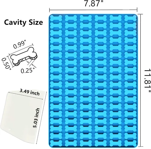 Vista 6 de Mini moldes de silicona de hueso de perro con raspador para hornear o congelar golosinas caseras para perros en formas de hueso de perro (S)