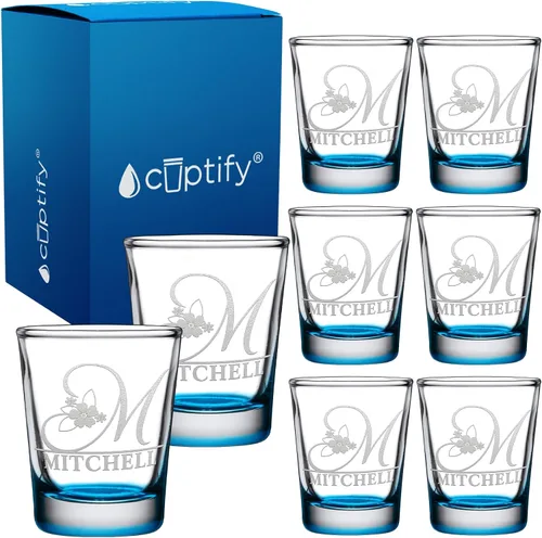 Vista 13 de Vaso de chupito personalizado con nombre de círculo elaborado de 2 onzas, parte inferior negra grabada con texto personalizado para regalos, bodas
