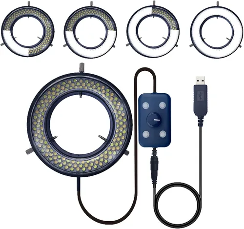 Vista 12 de 144 64 Iluminación LED de anillo de luz para microscopio estéreo, lámpara de luz de anillo ajustable industria, monocular, binocular, soldadura 64