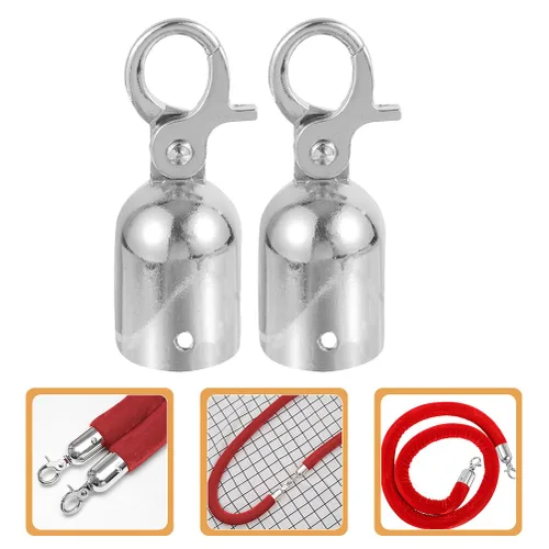 Vista 2 de Angoily 2 tapones de extremo de cuerda de acero inoxidable con gancho a presión, clips de mosquetón resistentes para accesorios de cuerda
