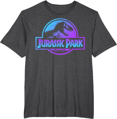 Vista 22 de Jurassic Park Camiseta de manga corta con logotipo Fossil azul y morado Negro