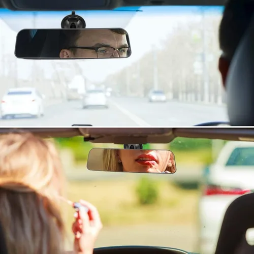 Vista 6 de Espejo retrovisor para automóvil de 12 pulgadas con ventosa, espejo retrovisor interior convexo de gran angular HD, antirreflejo, reduce los puntos