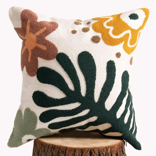 Vista 19 de lifein Fundas de almohada de 18 x 18 pulgadas, fundas de almohada copetudas de jacquard bohemio, fundas de almohada decorativas para casa de campo