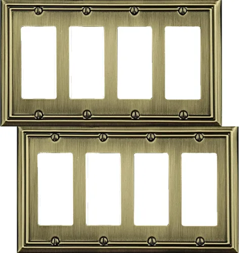 Vista 14 de OKAWYC Cubierta Individual en Blanco para Interruptor de Luz Placa de Pared de Metal Adler, Paquete de 4 Latón Antiguo 1 Gang, Cubierta