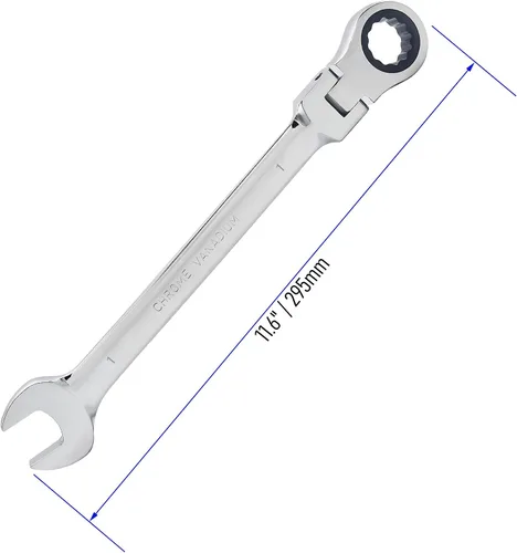 Vista 2 de Llave combinada de trinquete de cabeza flexible de 1 pulgada SAE 72 dientes de 12 puntos de trinquete de caja de trinquete herramientas de llave
