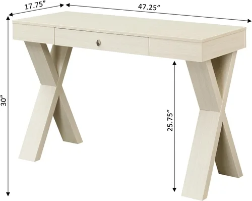 Vista 3 de Convenience Concepts Newport - Escritorio con 1 cajón, color marfil