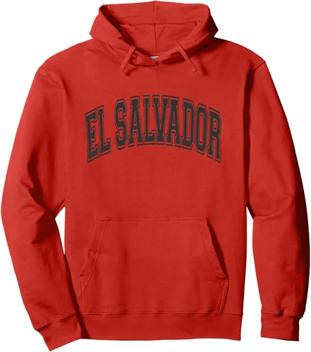 Vista 10 de El Salvador Arched Style Negro Texto y Contorno Sudadera Con Capucha