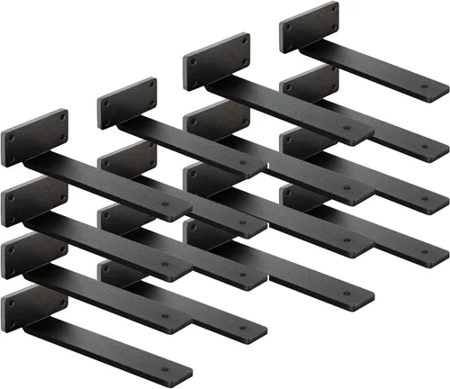 Vista 12 de Paquete de 4 soportes de estante flotantes de 4 pulgadas, soporte de estante oculto de 1/5 pulgadas de grosor, soportes de metal de hierro