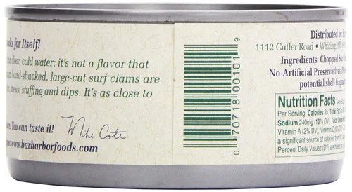 Vista 5 de Bar Harbor Large Cut Canned Chopped Surf Clams in Clam Juice, 6.5 oz. (Pack of 12)