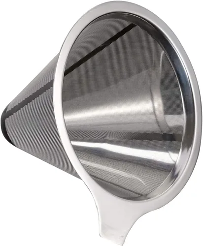 Vista 3 de Filtro de café de acero inoxidable sin papel Reutilizable Lento Goteo Metal Cono Café té infusión (sin base)
