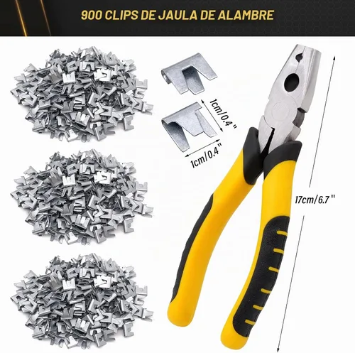 Vista 2 de 900 clips de jaula de alambre de pollo con alicates de cerdo, anillos de cerdo, alicates de anillo a presión, herramienta de abrazadera de alambre