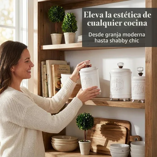 Vista 5 de Mud Pie - Juego de 3 recipientes para cocina, color blanco
