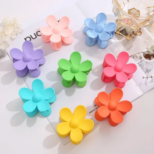 Vista 5 de Pinzas para el cabello con diseño de flores, 8 unidades, lindas y grandes, antideslizantes, pinzas de sujeción fuerte, accesorios para el cabello