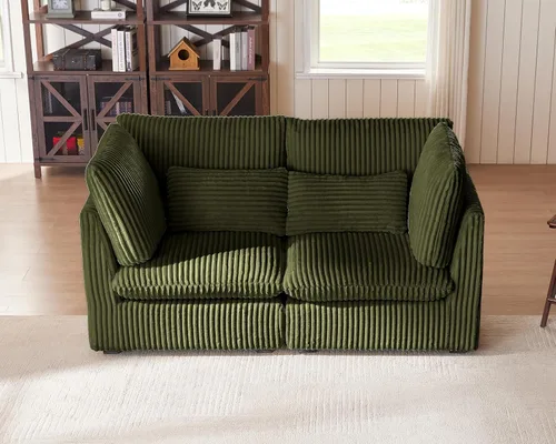 Vista 35 de Sofá Modular de Tamaño Grande, Sofá Seccional de Chenilla Cloud Extra Profundo con Chaise Otomana, Sofá Cama de Chenilla Esponjosa de 5 Asientos