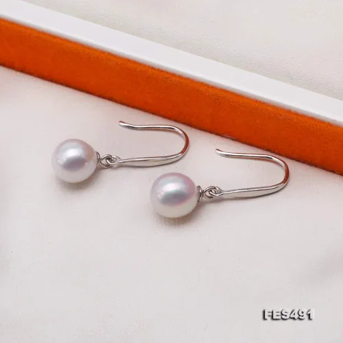 Vista 5 de Pendientes de perlas JYX de 0315in para mujer de plata de ley 925 pendientes de gancho de perlas cultivadas de agua dulce blanco AAA