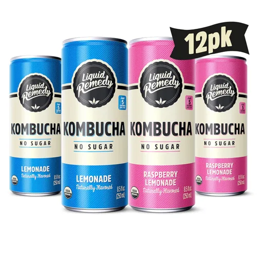Vista 7 de Liquid Remedy Kombucha - Bebida orgánica sin azúcar, baja en calorías, té probiótico para la salud intestinal, paquete variado de favoritos