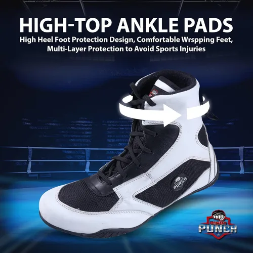 Vista 6 de Rightpunch - Zapatos de boxeo transpirables para hombres, mujeres y jóvenes Zapatos de boxeo antideslizantes y ligeros con suela de goma