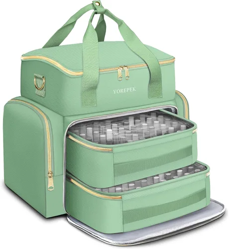 Vista 18 de YOREPEK XL - Estuche organizador de esmalte de uñas para 96 a 100 botellas Rosa-96bottles