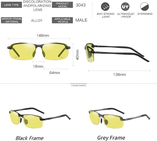 Vista 5 de KLAVER Lentes de sol fotocromáticos polarizados para conducción de día y noche para hombres y mujeres con bisagra de resorte