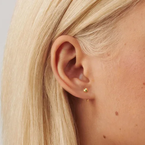 Vista 2 de CHIC & ARTSY Aretes de aro de plata de ley 925, pequeños aretes de aro de bola, barra, estrella, luna, corazón, cruz, punto, triángulo, medio aro