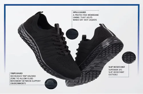 Vista 10 de Shoes for Crews Everlight - Zapatos de trabajo antideslizantes para hombre, calzado de trabajo y seguridad, zapatos de trabajo transpirables
